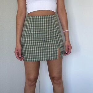 Princess Polly Olive Checkered Mini Skirt